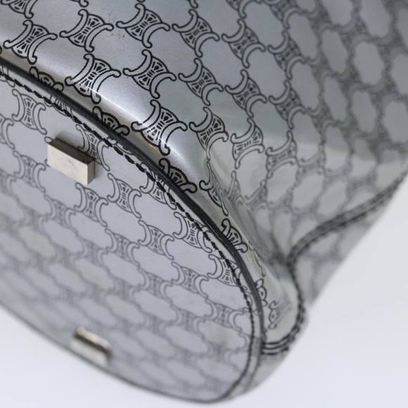 CELINE Macadam Canvas Tote Bag Enamel Silver Black Auth 70632 - Picture 15 of 16